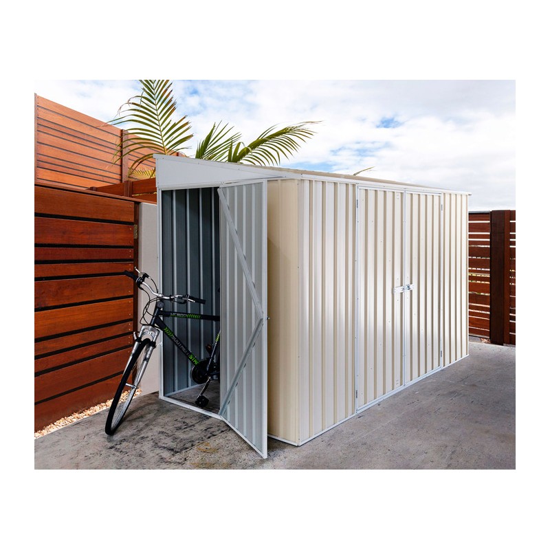 Absco Lean To 10' x 5' Metal Bike Shed Kit - Cream (AB1104)