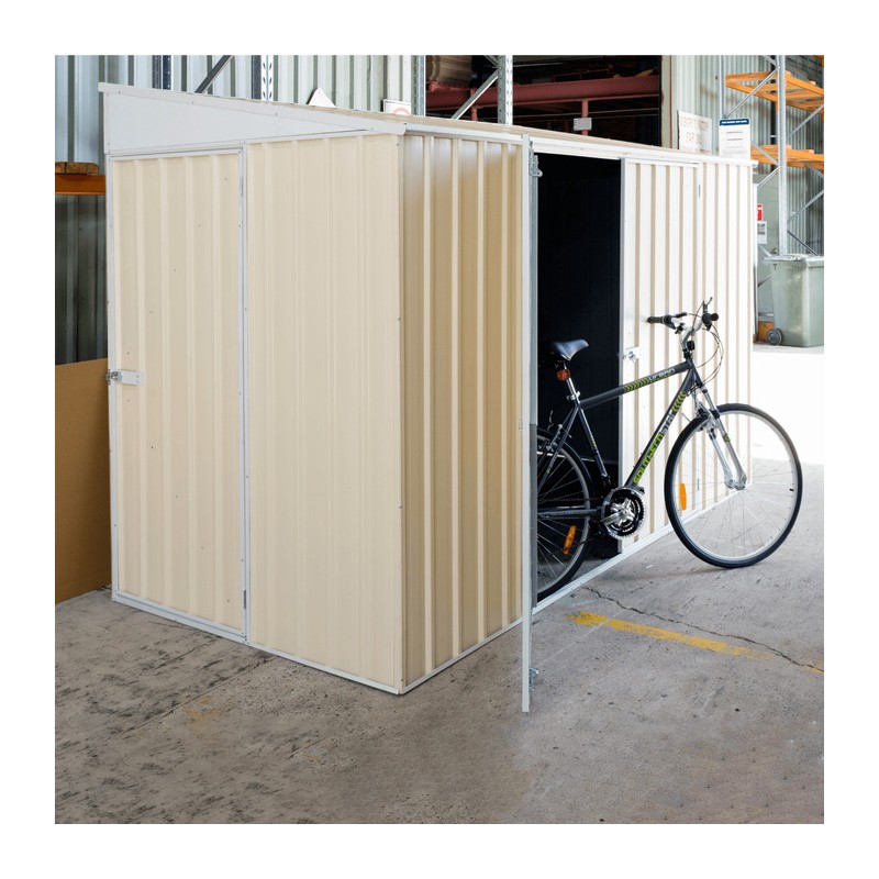 Absco Lean To 10' x 5' Metal Bike Shed Kit - Cream (AB1104)