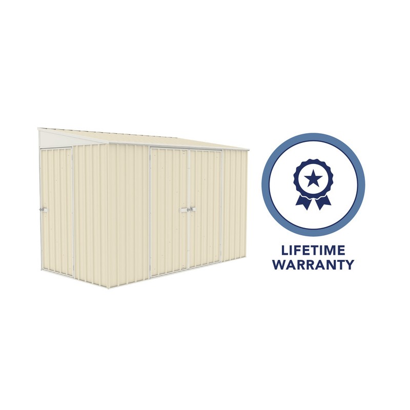 Absco Lean To 10' x 5' Metal Bike Shed Kit - Cream (AB1104)