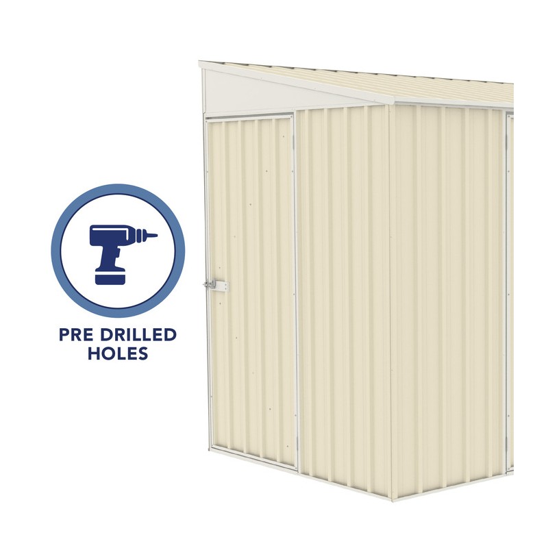 Absco Lean To 10' x 5' Metal Bike Shed Kit - Cream (AB1104)