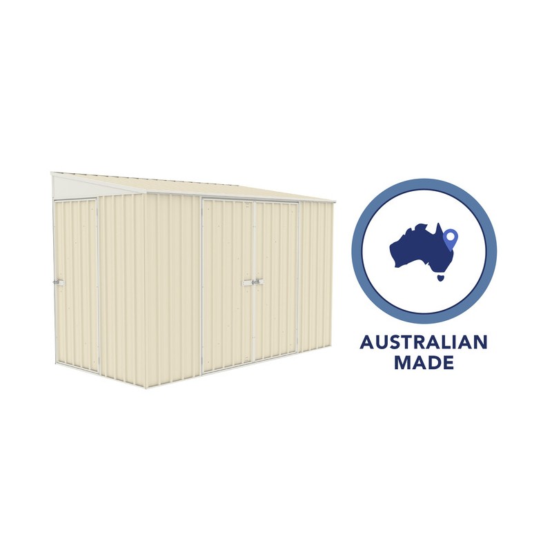 Absco Lean To 10' x 5' Metal Bike Shed Kit - Cream (AB1104)