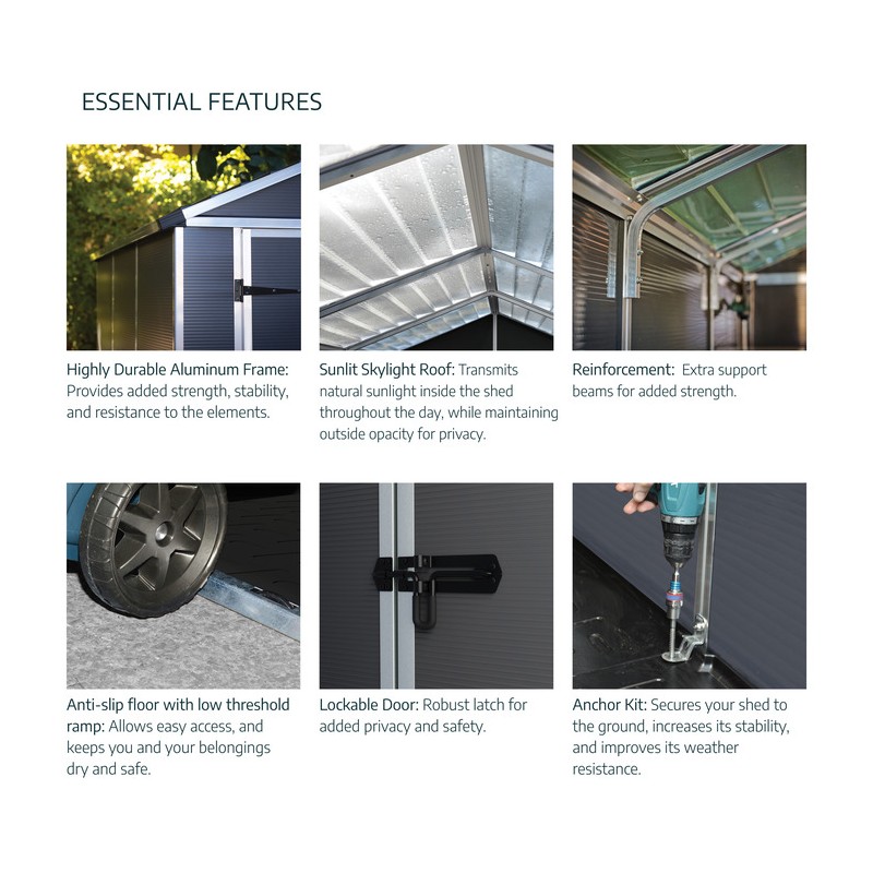 Palram - Canopia Rubicon 8' x 10' Shed - Gray (HG9731GY)