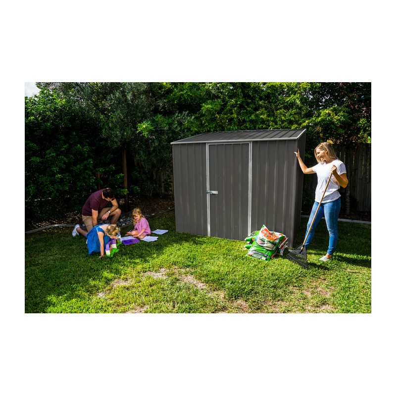 Absco 7.5' x 5' Single Door Space Saver Metal Garden Shed - Woodland Gray (AB1108)