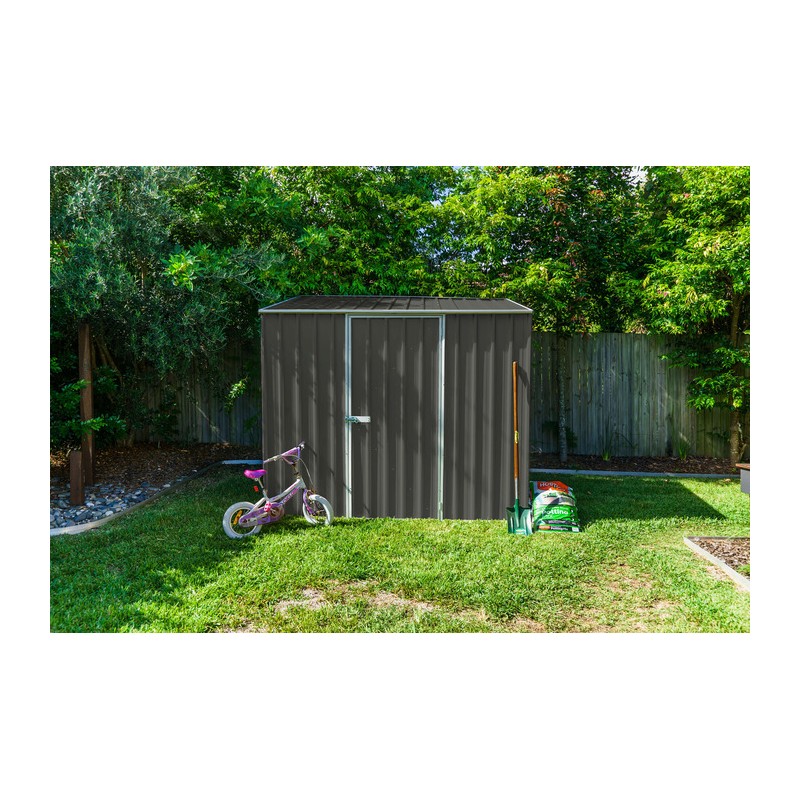 Absco 7.5' x 5' Single Door Space Saver Metal Garden Shed - Woodland Gray (AB1108)