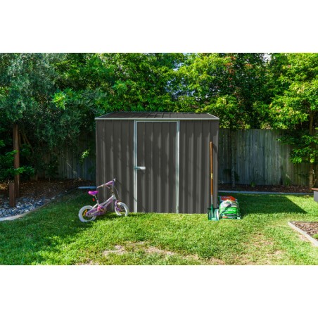 Absco 7.5' x 5' Single Door Space Saver Metal Garden Shed - Woodland Gray (AB1108)
