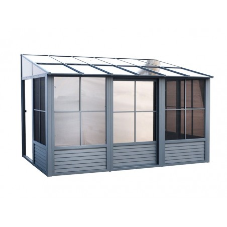 Gazebo Penguin Florence - Wall Mounted Solarium 8x12 Polycarbonate Roof - Gray (W1207-32)