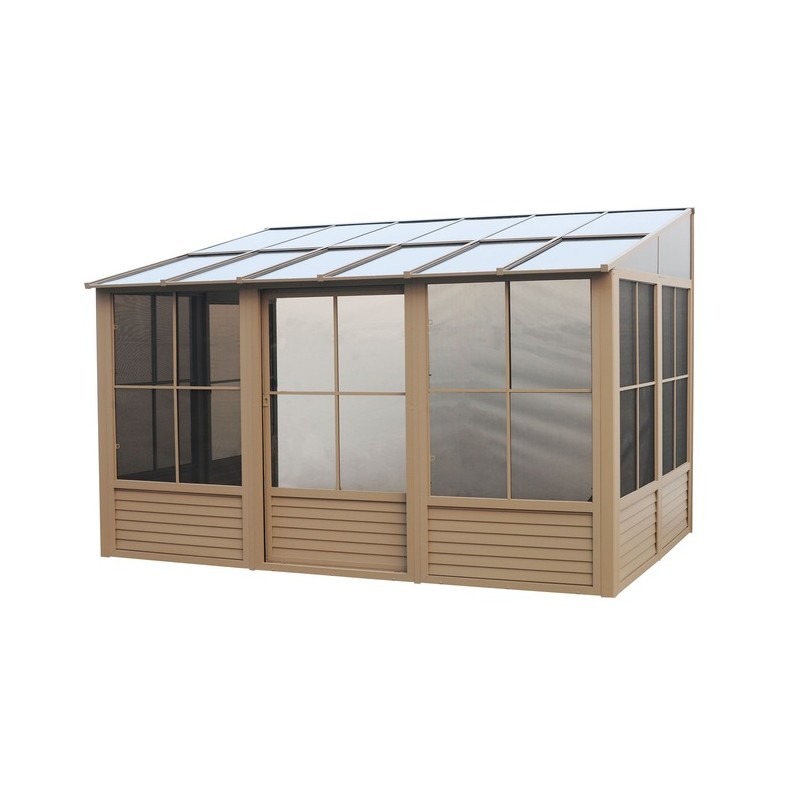 Gazebo Penguin Florence - Wall Mounted Solarium 10x12 Polycarbonate Roof - Sand (W1209-12)