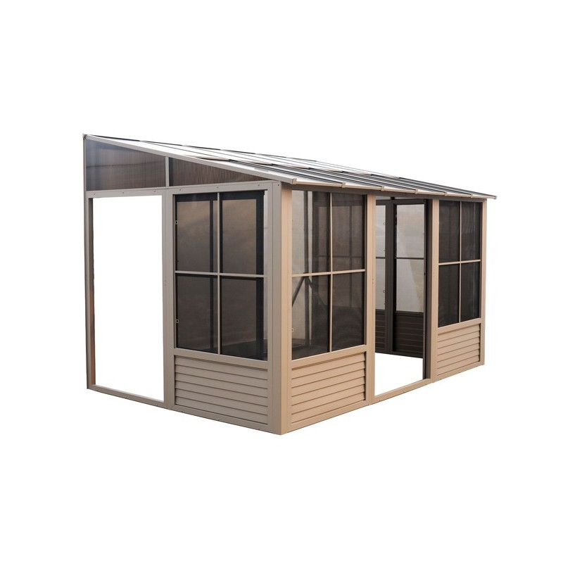 Gazebo Penguin Florence - Wall Mounted Solarium 10x12 Polycarbonate Roof - Sand (W1209-12)