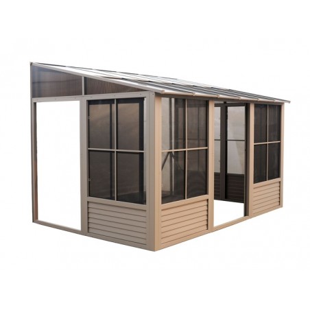 Gazebo Penguin Florence - Wall Mounted Solarium 10x12 Polycarbonate Roof - Sand (W1209-12)