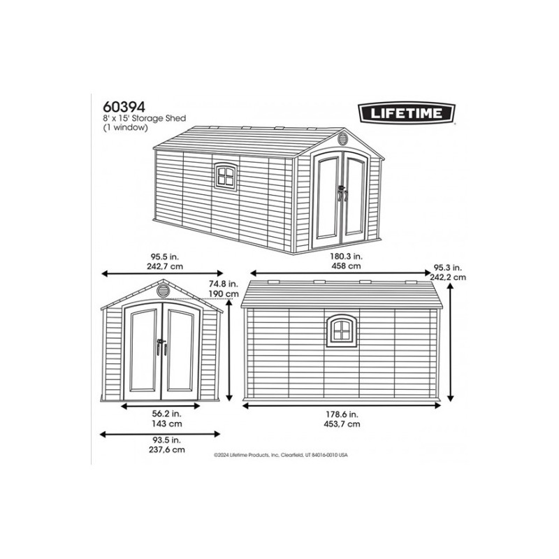 Lifetime 8 Ft. X 15 Ft. Outdoor Storage Shed (60394)