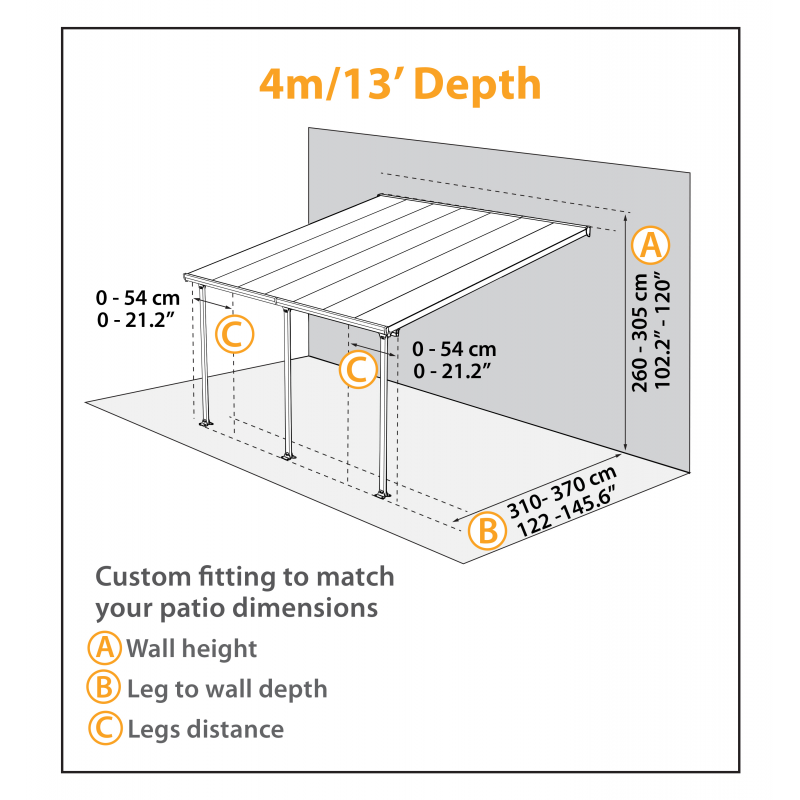 Palram - Canopia 13x20  Feria Patio Cover Kit - White (HG9220)