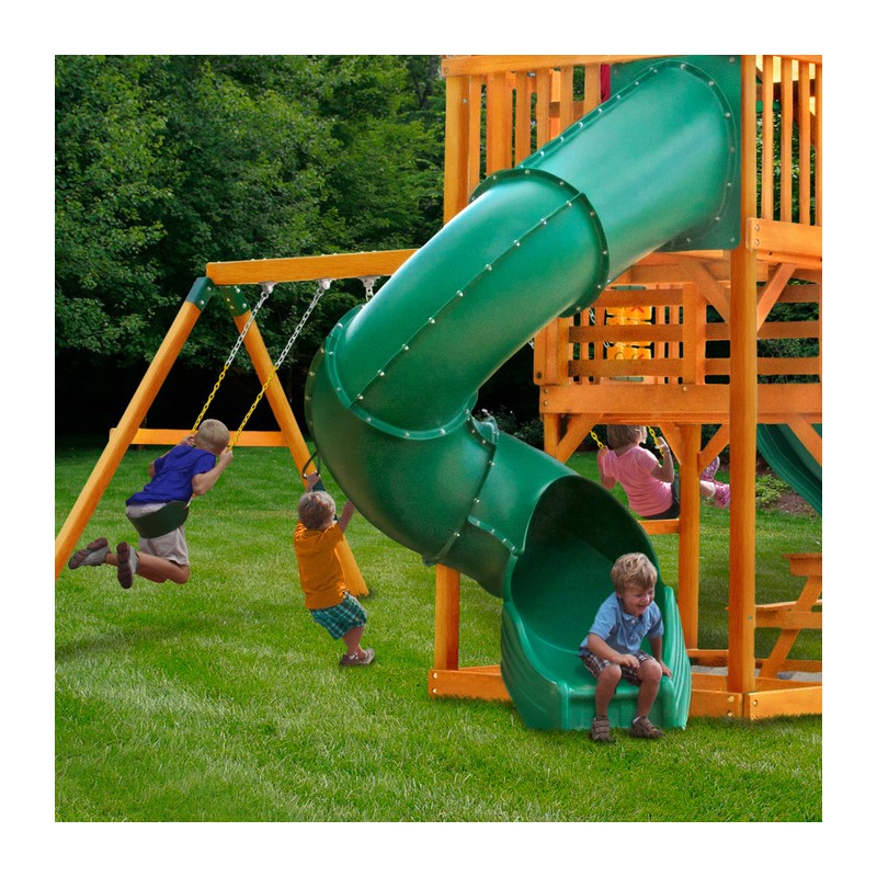 Gorilla Great Skye I Cedar Wood Swing w/ Deluxe Green Vinyl Canopy (01-0030-AP-1)