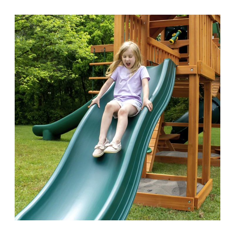 Gorilla Treasure Trove II Treehouse Cedar Wood Swing Set Kit w/ Amber Posts (01-1038-AP)