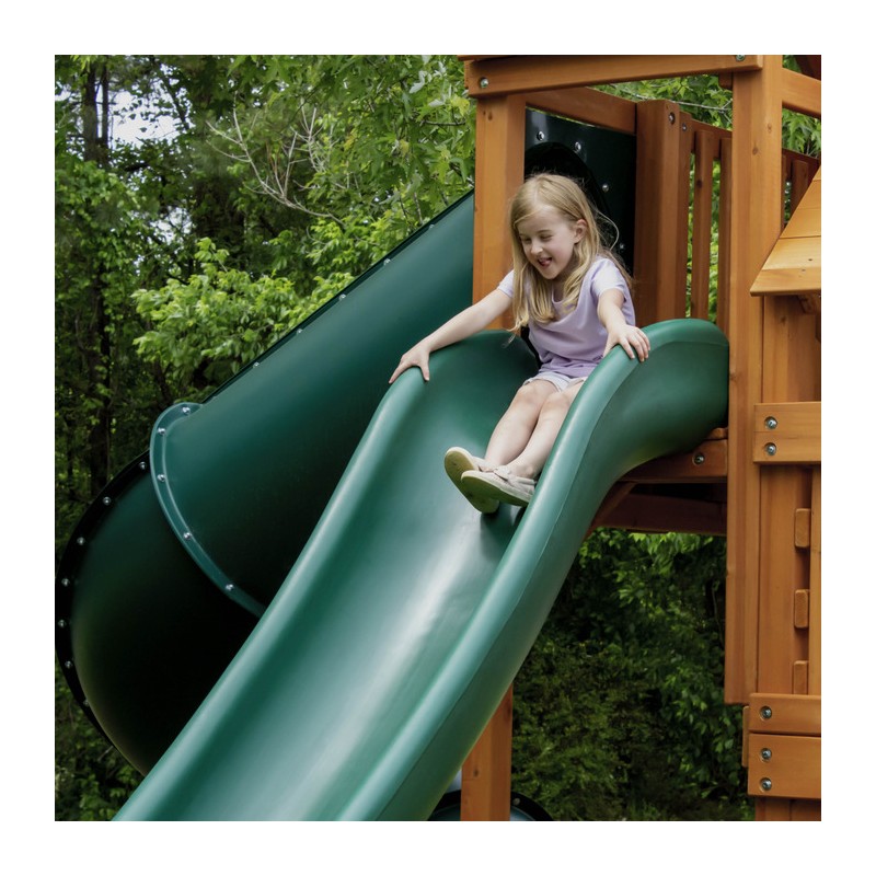 Gorilla Treasure Trove II Treehouse Cedar Wood Swing Set Kit w/ Amber Posts (01-1038-AP)