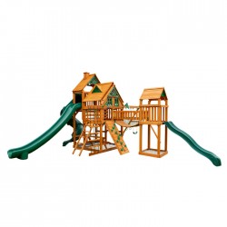 Gorilla Treasure Trove II Treehouse Cedar Wood Swing Set Kit w/ Amber Posts (01-1038-AP)