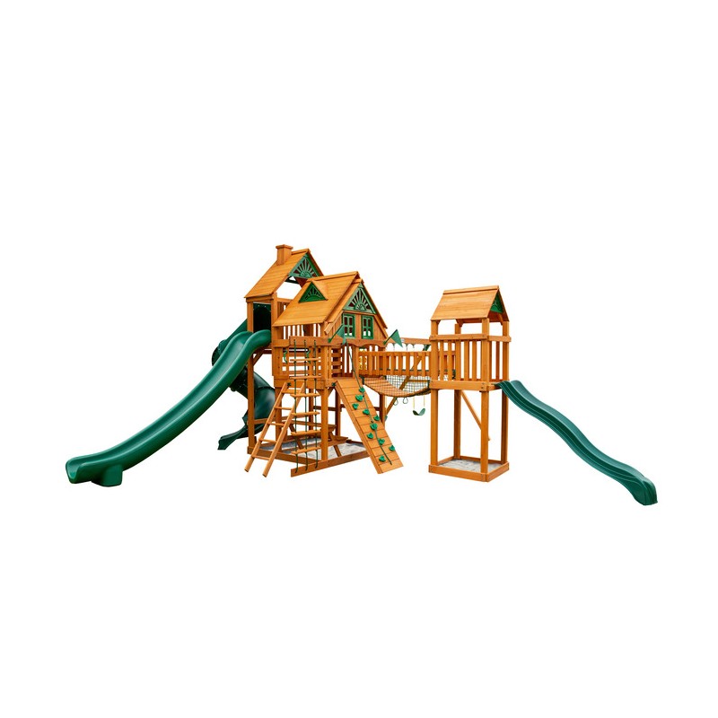 Gorilla Treasure Trove II Treehouse Cedar Wood Swing Set Kit w/ Amber Posts (01-1038-AP)