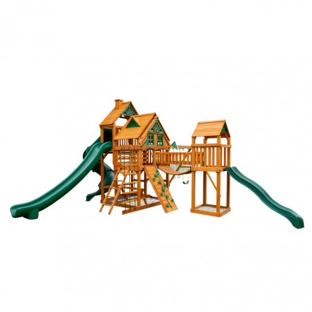 Gorilla Treasure Trove II Treehouse Cedar Wood Swing Set Kit w/ Amber Posts (01-1038-AP)
