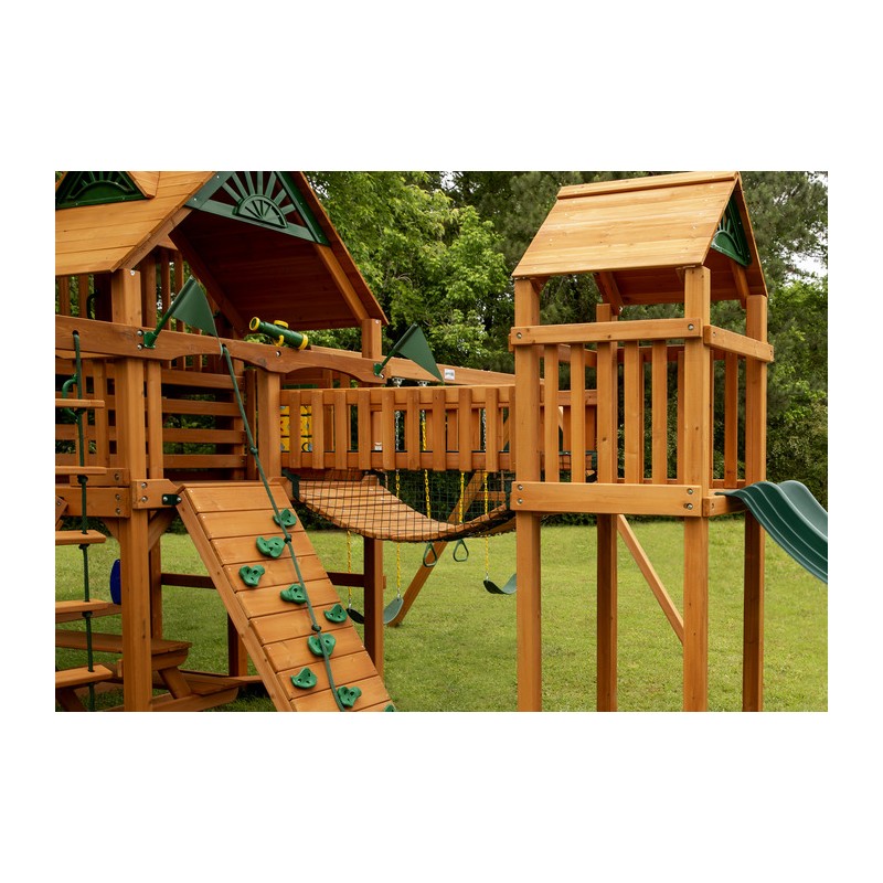 Gorilla Treasure Trove II Cedar Wood Swing Set Kit w/ Amber Posts and Standard Wood Roof - Amber (01-1034-AP)