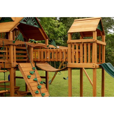 Gorilla Treasure Trove II Cedar Wood Swing Set Kit w/ Amber Posts and Standard Wood Roof - Amber (01-1034-AP)