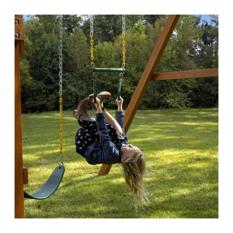 Gorilla Treasure Trove II Cedar Wood Swing Set Kit w/ Amber Posts and Standard Wood Roof - Amber (01-1034-AP)