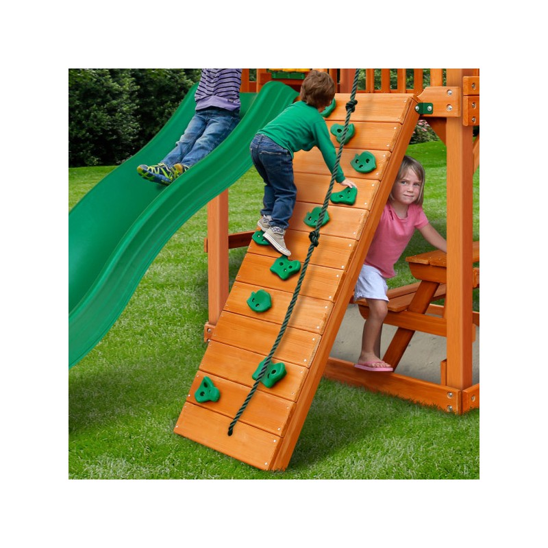 Gorilla Chateau Tower Cedar Wood Swing Set Kit w/ Amber Posts & Deluxe Green Vinyl Canopy (01-0061-AP-1)