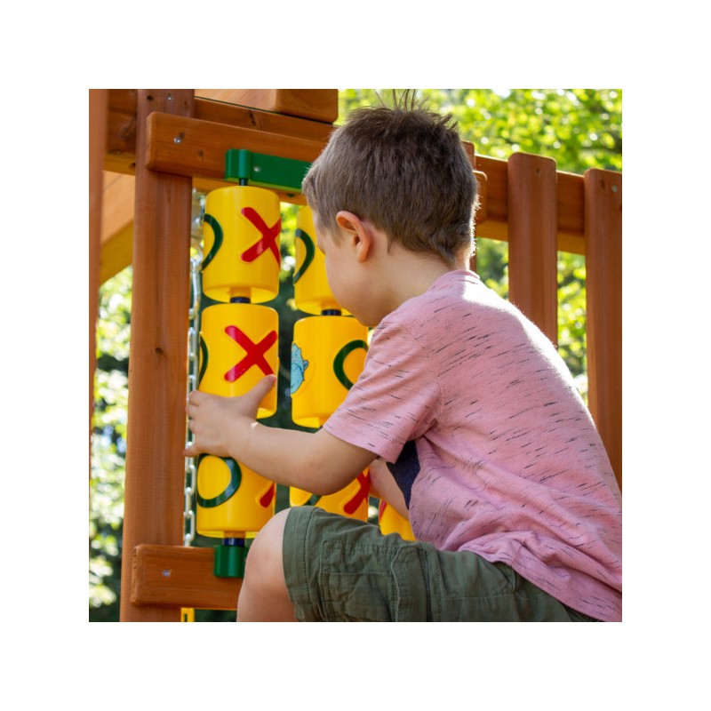 Gorilla Chateau Tower Cedar Wood Swing Set Kit w/ Amber Posts & Deluxe Green Vinyl Canopy (01-0061-AP-1)