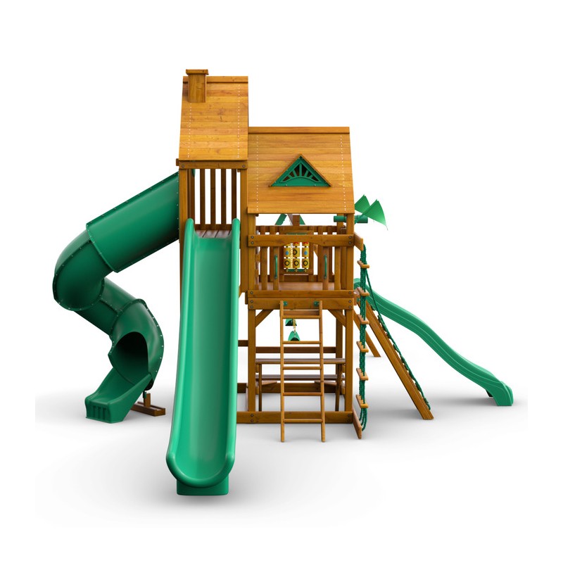 Gorilla Great Skye II Cedar Wood Swing Set Kit w/ Amber Posts and Standard Wood Roof - Amber (01-0031-AP)