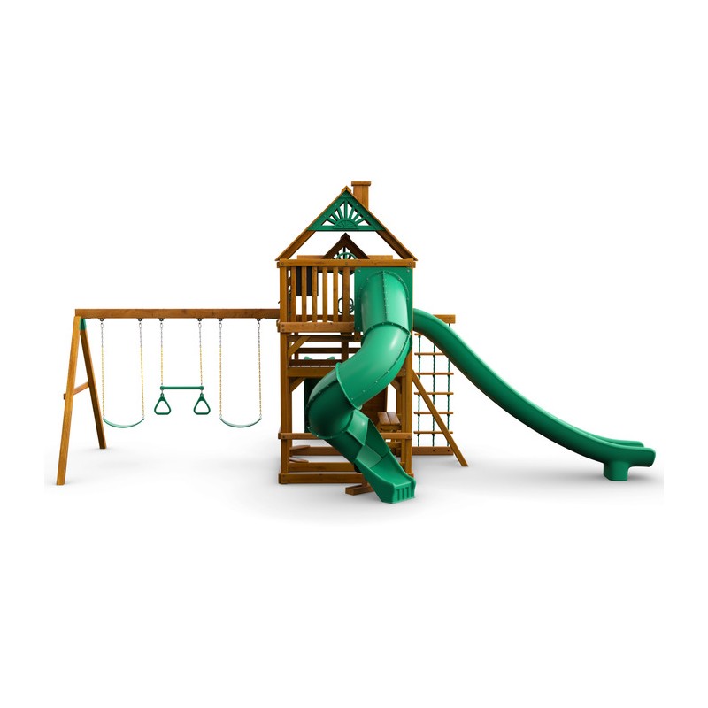 Gorilla Great Skye II Cedar Wood Swing Set Kit w/ Amber Posts and Standard Wood Roof - Amber (01-0031-AP)