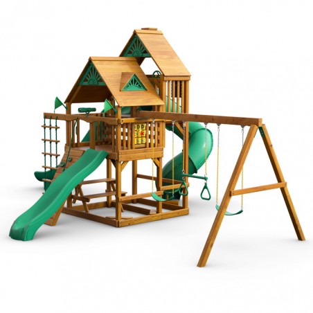 Gorilla Great Skye II Cedar Wood Swing Set Kit w/ Amber Posts and Standard Wood Roof - Amber (01-0031-AP)