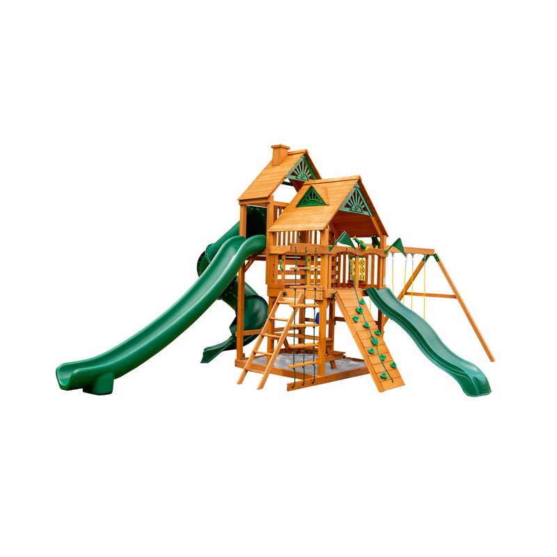 Gorilla Great Skye II Cedar Wood Swing Set Kit w/ Amber Posts and Standard Wood Roof - Amber (01-0031-AP)