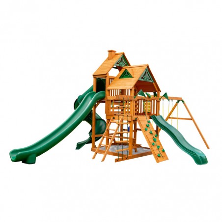 Gorilla Great Skye II Cedar Wood Swing Set Kit w/ Amber Posts and Standard Wood Roof - Amber (01-0031-AP)