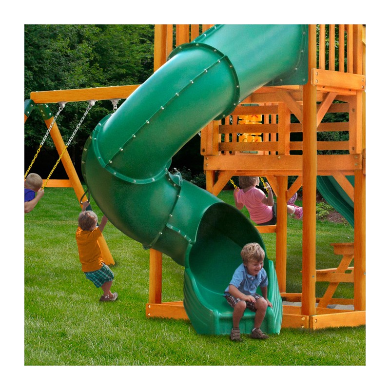 Gorilla Great Skye II Cedar Wood Swing Set Kit w/ Amber Posts and Standard Wood Roof - Amber (01-0031-AP)