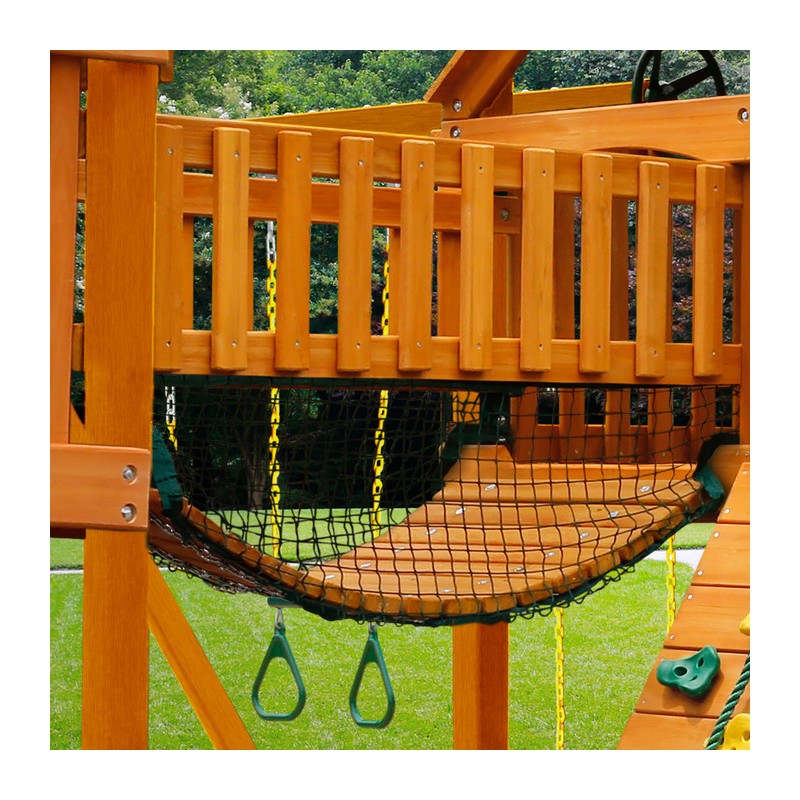 Gorilla Treasure Trove Cedar Wood Swing Set Kit w/ Amber Posts and Deluxe Green Vinyl Canopy - Amber (01-1021-AP-1)