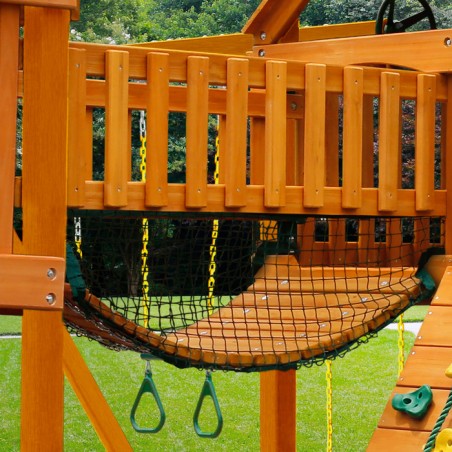 Gorilla Treasure Trove Cedar Wood Swing Set Kit w/ Amber Posts and Deluxe Green Vinyl Canopy - Amber (01-1021-AP-1)