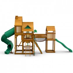 Gorilla Treasure Trove Cedar Wood Swing Set Kit  w/ Amber Posts and Standard Wood Roof - Amber (01-1021-AP)