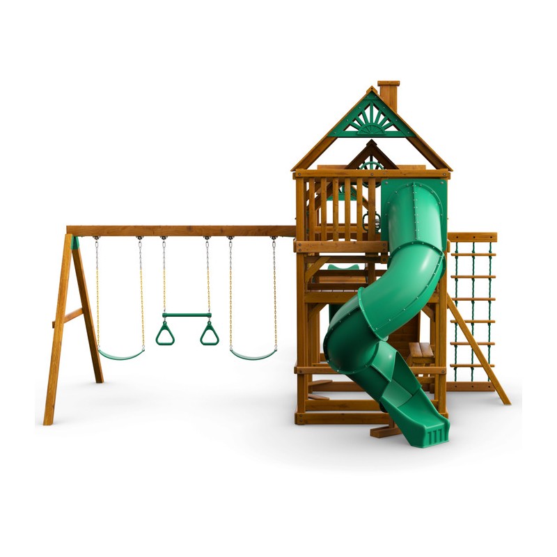 Gorilla Treasure Trove Cedar Wood Swing Set Kit  w/ Amber Posts and Standard Wood Roof - Amber (01-1021-AP)