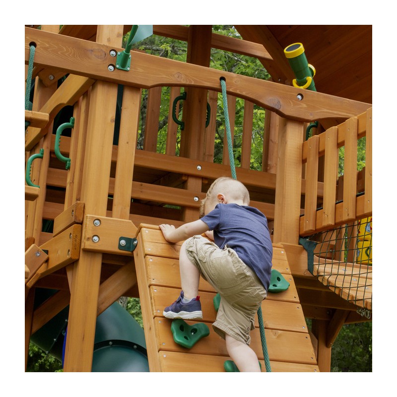 Gorilla Treasure Trove Cedar Wood Swing Set Kit  w/ Amber Posts and Standard Wood Roof - Amber (01-1021-AP)