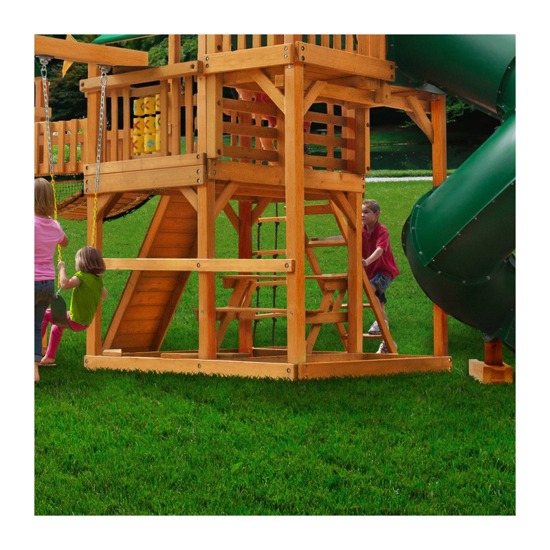 Gorilla Treasure Trove Cedar Wood Swing Set Kit  w/ Amber Posts and Standard Wood Roof - Amber (01-1021-AP)