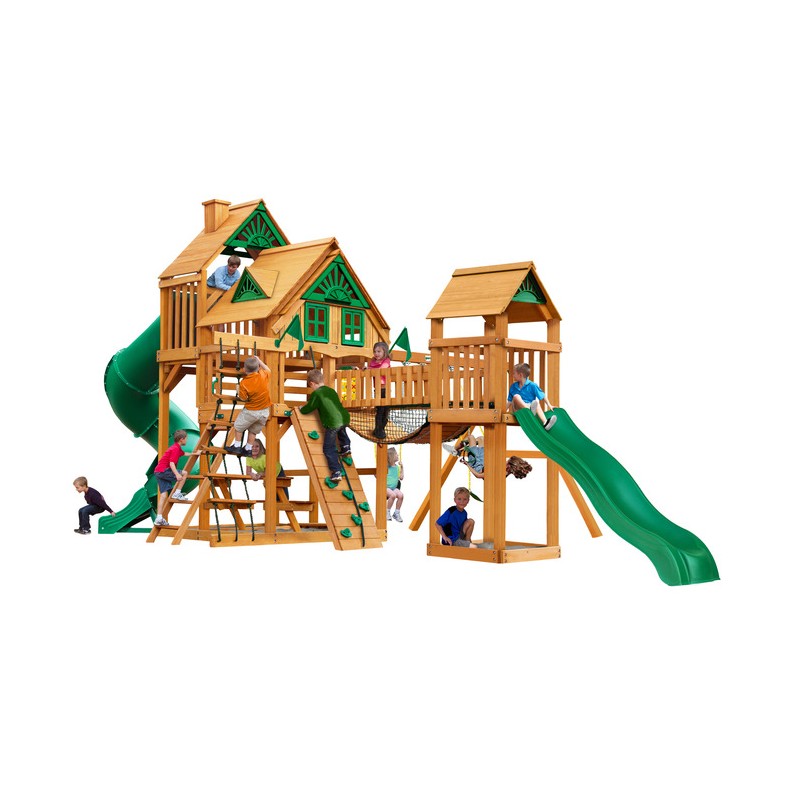 Gorilla Treasure Trove Treehouse Cedar Swing Set Kit w/ Amber Posts - Amber (01-1037-AP)