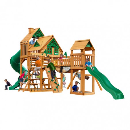 Gorilla Treasure Trove Treehouse Cedar Swing Set Kit w/ Amber Posts - Amber (01-1037-AP)