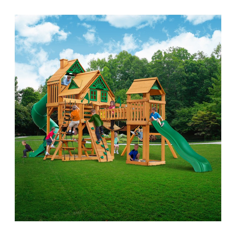 Gorilla Treasure Trove Treehouse Cedar Swing Set Kit w/ Amber Posts - Amber (01-1037-AP)