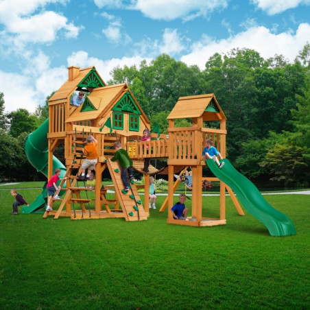 Gorilla Treasure Trove Treehouse Cedar Swing Set Kit w/ Amber Posts - Amber (01-1037-AP)