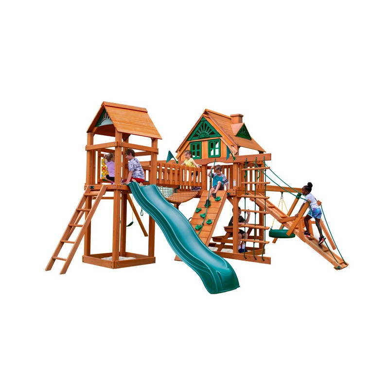 Gorilla Pioneer Peak Treehouse Cedar Wood Swing Set Kit  w/ Amber Posts - Amber (01-0055-AP)