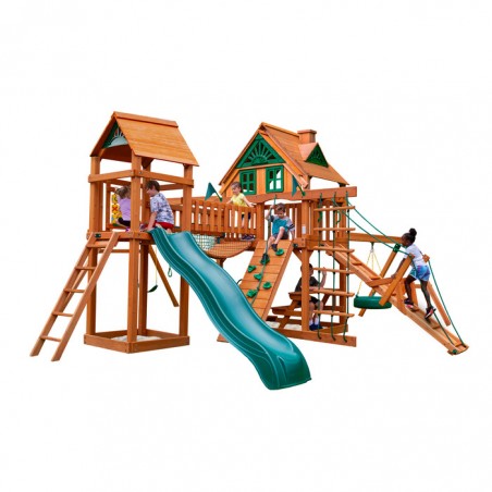 Gorilla Pioneer Peak Treehouse Cedar Wood Swing Set Kit  w/ Amber Posts - Amber (01-0055-AP)