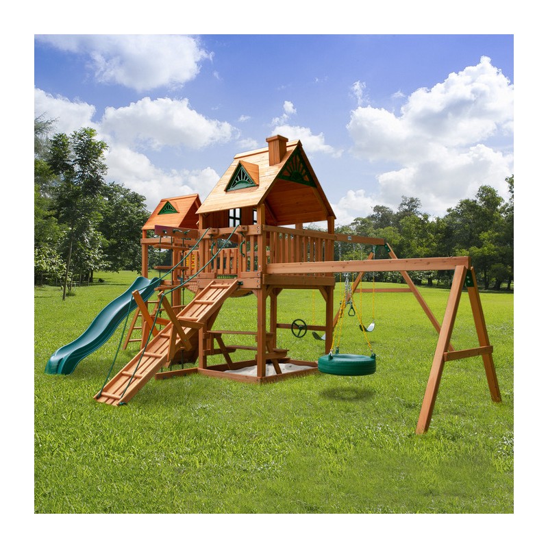 Gorilla Pioneer Peak Treehouse Cedar Wood Swing Set Kit  w/ Amber Posts - Amber (01-0055-AP)