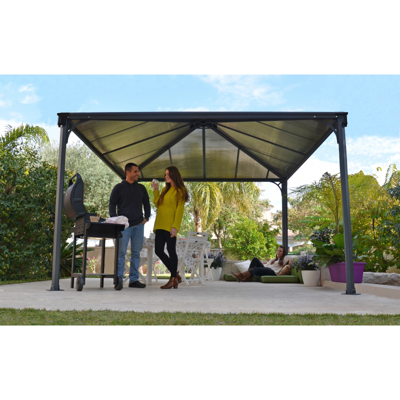 Palram - Canopia 12x12 Palermo Gazebo 3600 - Gray / Bronze (HG9152)