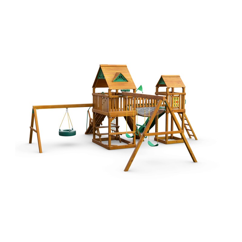 Gorilla Pioneer Peak Cedar Wood Swing Set Kit w/ Amber Posts and Standard Wood Roof - Amber (01-0006-AP)