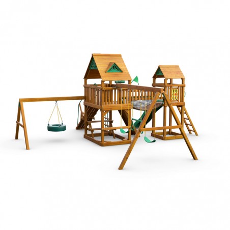 Gorilla Pioneer Peak Cedar Wood Swing Set Kit w/ Amber Posts and Standard Wood Roof - Amber (01-0006-AP)