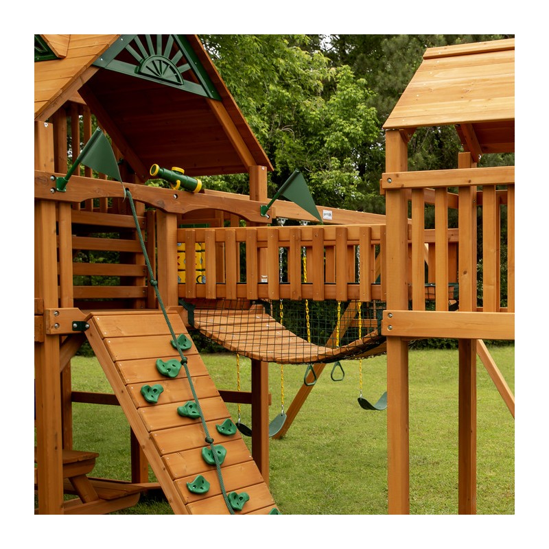 Gorilla Pioneer Peak Swing Set w/ Amber Posts and Wood Roof(01-0006-AP)