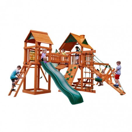 Gorilla Pioneer Peak Cedar Wood Swing Set Kit w/ Amber Posts and Standard Wood Roof - Amber (01-0006-AP)